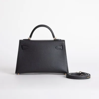 MINI KELLY II (20) EPSOM LEATHER NOIR (BLACK) WITH ROSE GOLD HARDWARE (RGHW) - 2