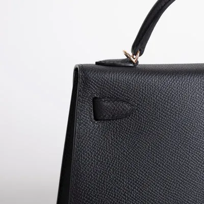 MINI KELLY II (20) EPSOM LEATHER NOIR (BLACK) WITH ROSE GOLD HARDWARE (RGHW) - 5