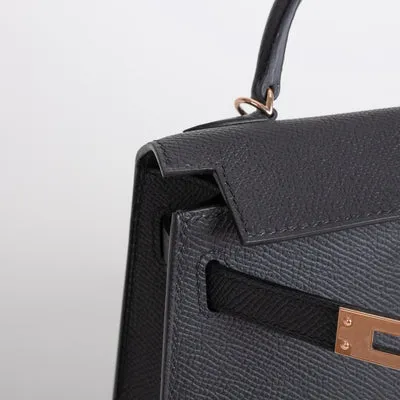 MINI KELLY II (20) EPSOM LEATHER NOIR (BLACK) WITH ROSE GOLD HARDWARE (RGHW) - 4