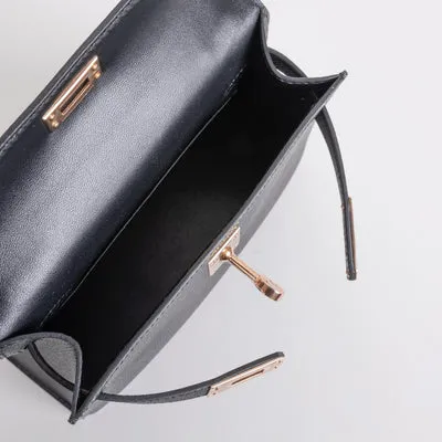 MINI KELLY II (20) EPSOM LEATHER NOIR (BLACK) WITH ROSE GOLD HARDWARE (RGHW) - 3