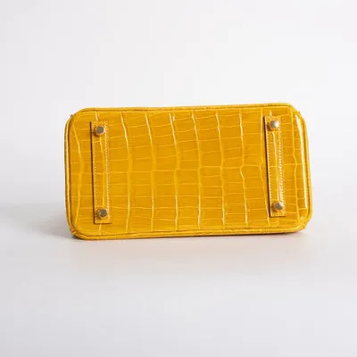 BIRKIN 25 SHINY NILOTICUS CROCODILE LEATHER JAUNE AMBRE WITH GOLD HARDWARE (GHW) - 6
