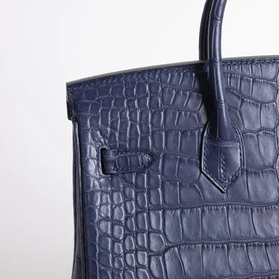 BIRKIN 25 MATTE MISSISSIPPIENSIS ALLIGATOR LEATHER BLEU DE MALTE WITH PALLADIUM HARDWARE (PHW) - 5