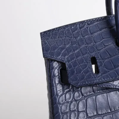 BIRKIN 25 MATTE MISSISSIPPIENSIS ALLIGATOR LEATHER BLEU DE MALTE WITH PALLADIUM HARDWARE (PHW) - 6