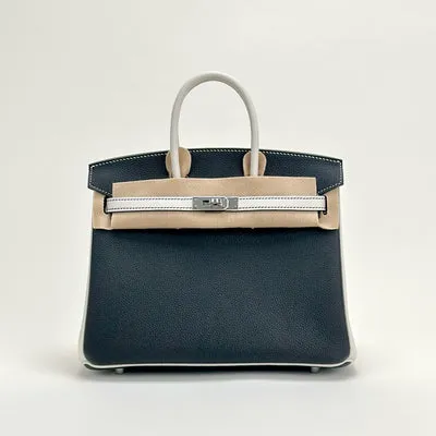 BIRKIN 25 TOGO LEATHER HORSESHOE STAMP (HSS) BI-COLOR NOIR (BLACK) & WHITE WITH PALLADIUM HARDWARE (PHW) - 1