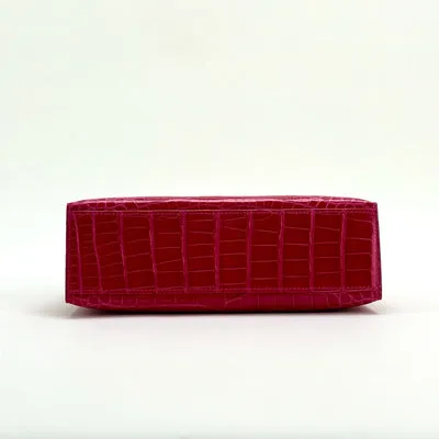 KELLY POCHETTE SHINY MISSISSIPPIENSIS ALLIGATOR LEATHER ROSE EXTREME WITH GOLD HARDWARE (GHW) - 4