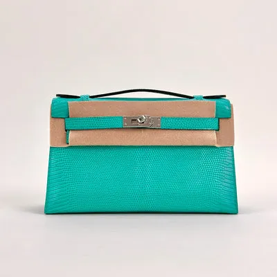 KELLY POCHETTE LIZARD LEATHER VERT VERONE WITH PALLADIUM HARDWARE (PHW) - 1