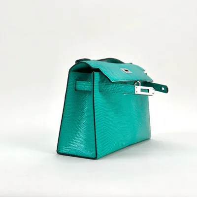 KELLY POCHETTE LIZARD LEATHER VERT VERONE WITH PALLADIUM HARDWARE (PHW) - 3