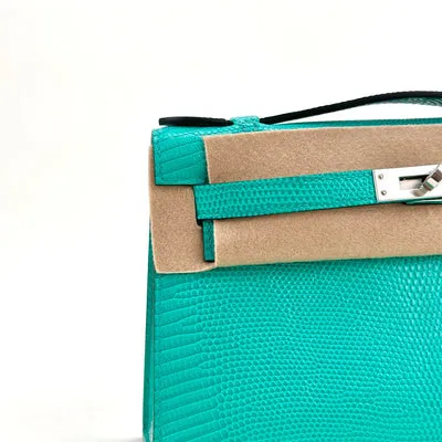 KELLY POCHETTE LIZARD LEATHER VERT VERONE WITH PALLADIUM HARDWARE (PHW) - 4