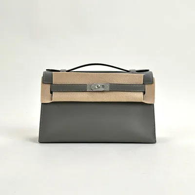 KELLY POCHETTE SWIFT LEATHER GRIS MEYER WITH PALLADIUM HARDWARE (PHW) - 1