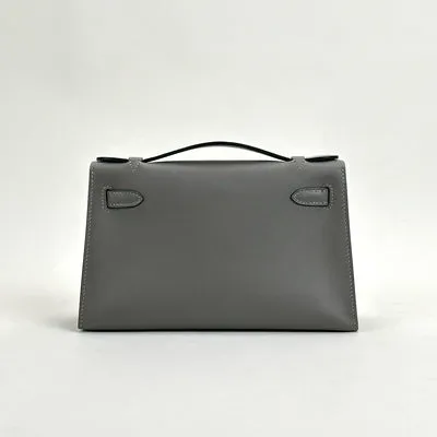 KELLY POCHETTE SWIFT LEATHER GRIS MEYER WITH PALLADIUM HARDWARE (PHW) - 2
