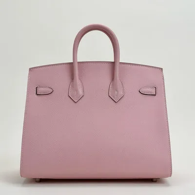 BIRKIN 25 EPSOM LEATHER (SELLIER SHAPE) ROSE SAKURA WITH PALLADIUM HARDWARE (PHW) - 3