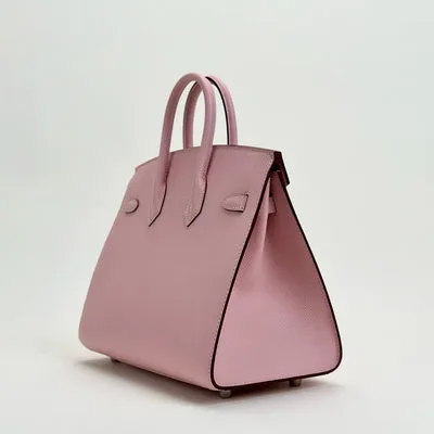 BIRKIN 25 EPSOM LEATHER (SELLIER SHAPE) ROSE SAKURA WITH PALLADIUM HARDWARE (PHW) - 4