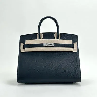 BIRKIN 25 EPSOM LEATHER (SELLIER SHAPE) NOIR (BLACK) WITH PALLADIUM HARDWARE (PHW) - 1