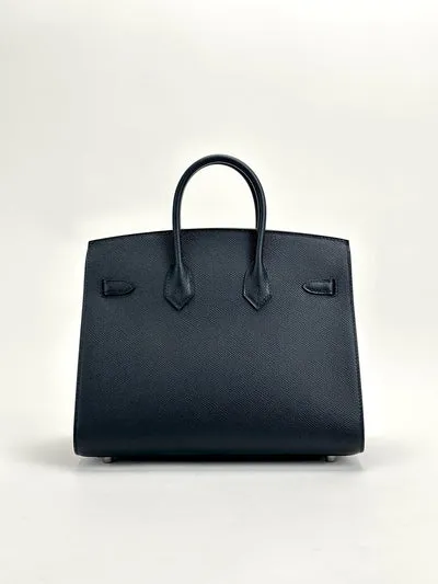 BIRKIN 25 EPSOM LEATHER (SELLIER SHAPE) NOIR (BLACK) WITH PALLADIUM HARDWARE (PHW) - 2