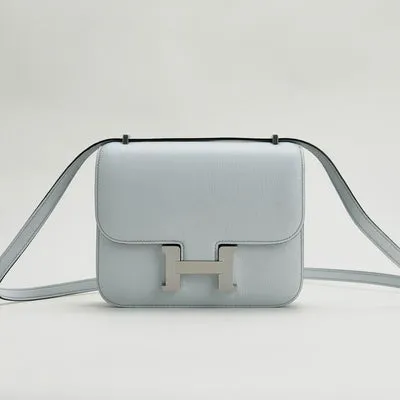 CONSTANCE 18 (MINI) CHEVRE LEATHER BLEU BRUME WITH PALLADIUM HARDWARE (PHW) - 1