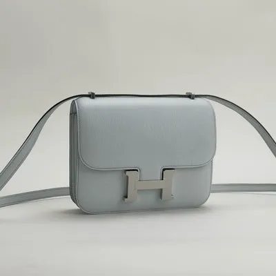 CONSTANCE 18 (MINI) CHEVRE LEATHER BLEU BRUME WITH PALLADIUM HARDWARE (PHW) - 2