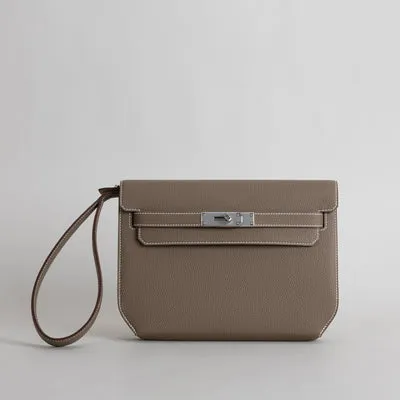KELLY DEPECHES 25 TOGO LEATHER ETOUPE WITH PALLADIUM HARDWARE (PHW)