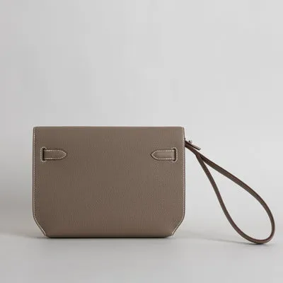 KELLY DEPECHES 25 TOGO LEATHER ETOUPE WITH PALLADIUM HARDWARE (PHW)