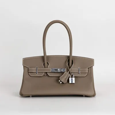 BIRKIN SHOULDER 29 EVERCOLOR LEATHER ETOUPE WITH PALLADIUM HARDWARE (PHW) - 1