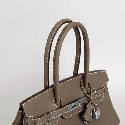 BIRKIN SHOULDER 29 EVERCOLOR LEATHER ETOUPE WITH PALLADIUM HARDWARE (PHW) - 3
