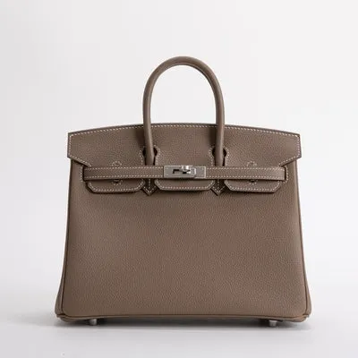 BIRKIN 25 TOGO LEATHER ETOUPE WITH PALLADIUM HARDWARE (PHW) - 1