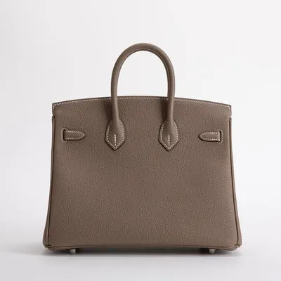 BIRKIN 25 TOGO LEATHER ETOUPE WITH PALLADIUM HARDWARE (PHW) - 2