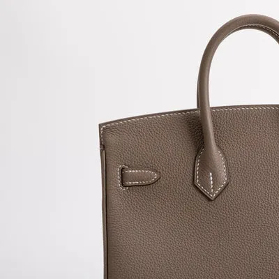 BIRKIN 25 TOGO LEATHER ETOUPE WITH PALLADIUM HARDWARE (PHW) - 4