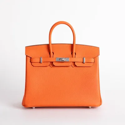 BIRKIN 25 TOGO LEATHER ORANGE WITH PALLADIUM HARDWARE (PHW) - 1