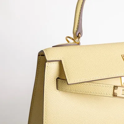KELLY 25 EPSOM LEATHER JAUNE POUSSIN WITH GOLD HARDWARE (GHW) - 3