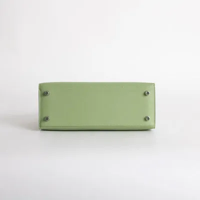 KELLY 25 EPSOM LEATHER VERT CRIQUET WITH PALLADIUM HARDWARE (PHW) - 5