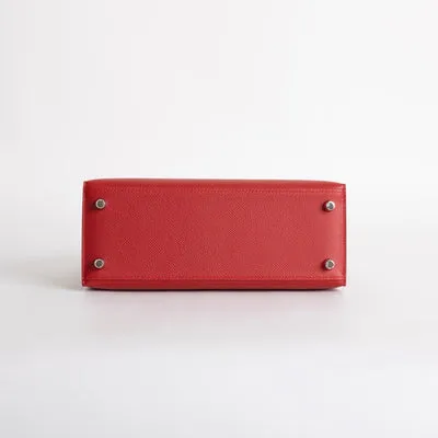 KELLY 25 EPSOM LEATHER ROUGE CASAQUE WITH PALLADIUM HARDWARE (PHW) - 5