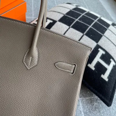 BIRKIN 35 TOGO LEATHER ETOUPE PALLADIUM HARDWARE (PHW) - 7