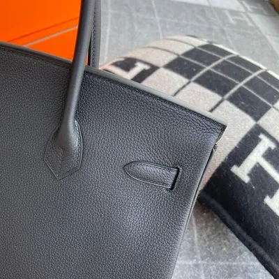 BIRKIN 35 TOGO LEATHER NOIR (BLACK) WITH PALLADIUM HARDWARE (PHW) - 6