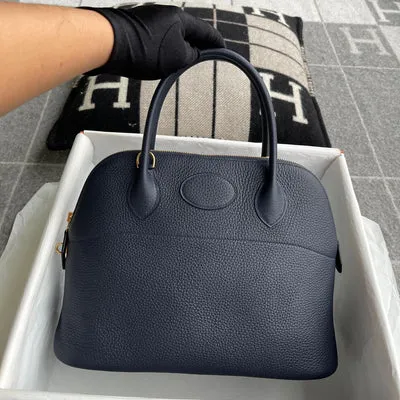 BOLIDE 31 CLEMENCE LEATHER BLEU NUIT WITH GOLD HARDWARE (GHW) - 2