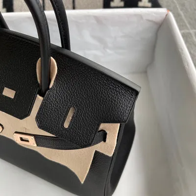 BIRKIN 25 TOGO LEATHER NOIR (BLACK) WITH ROSE GOLD HARDWARE (RGHW) - 6