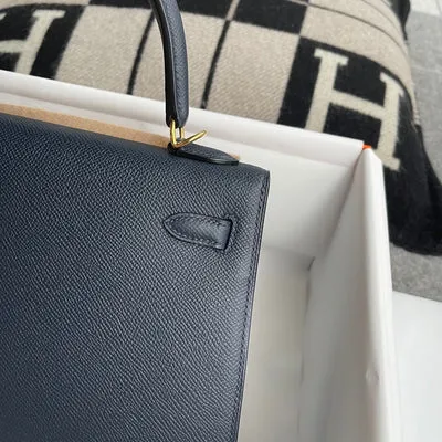 KELLY 25 EPSOM LEATHER BLEU NUIT WITH GOLD HARDWARE (GHW) - 5