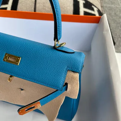 KELLY 25 TOGO LEATHER BLEU FRIDA WITH GOLD HARDWARE (GHW) - 5