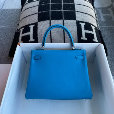 KELLY 25 SWIFT LEATHER BLEU FRIDA WITH PALLADIUM HARDWARE (PHW) - 2
