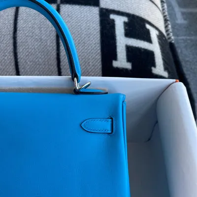 KELLY 25 SWIFT LEATHER BLEU FRIDA WITH PALLADIUM HARDWARE (PHW) - 4