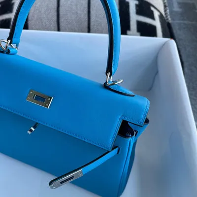 KELLY 25 SWIFT LEATHER BLEU FRIDA WITH PALLADIUM HARDWARE (PHW) - 3