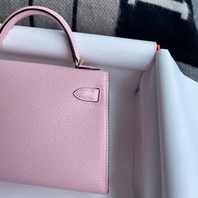 MINI KELLY II (20) CHEVRE LEATHER ROSE SAKURA WITH GOLD HARDWARE (GHW) - 3