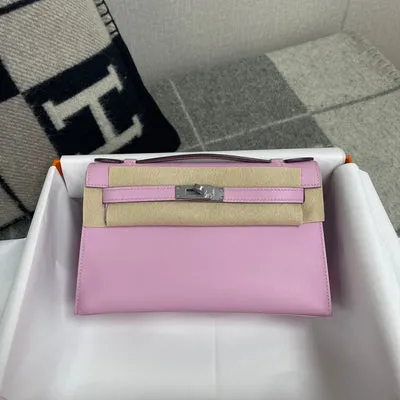 KELLY POCHETTE SWIFT LEATHER ROSE MAUVE SYLVESTRE WITH PALLADIUM HARDWARE (PHW) - 1