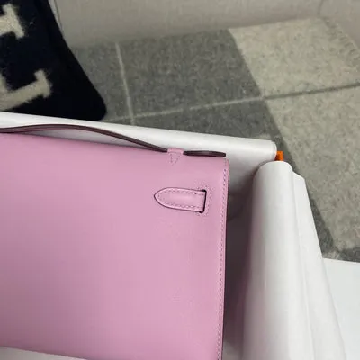 KELLY POCHETTE SWIFT LEATHER ROSE MAUVE SYLVESTRE WITH PALLADIUM HARDWARE (PHW) - 4