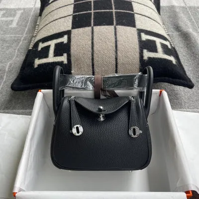 MINI LINDY 20 CLEMENCE LEATHER NOIR (BLACK) WITH PALLADIUM HARDWARE (PHW) - 1