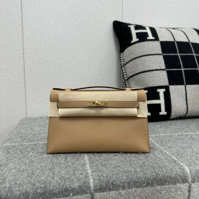 KELLY POCHETTE SWIFT LEATHER CHAI WITH GOLD HARDWARE (GHW) - 1