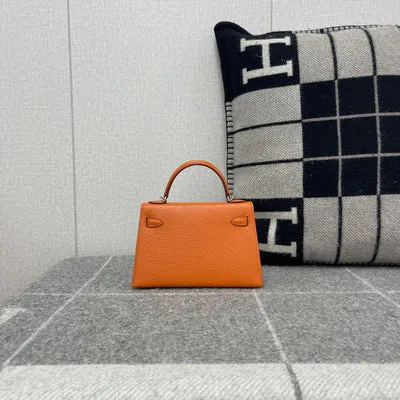 MINI KELLY II (20) CHEVRE LEATHER ORANGE WITH PALLADIUM HARDWARE (PHW) - 2