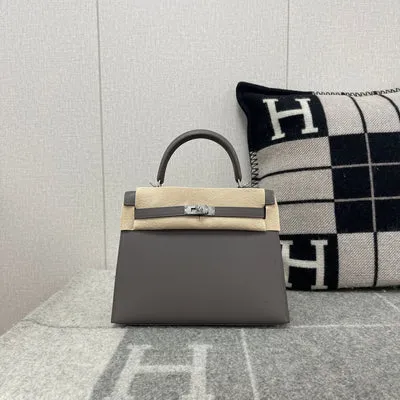 KELLY 25 EPSOM LEATHER ETAIN WITH PALLADIUM HARDWARE (PHW) - 1