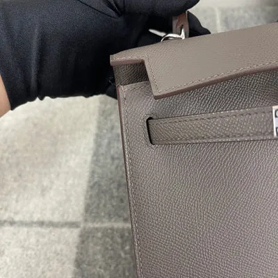 KELLY 25 EPSOM LEATHER ETAIN WITH PALLADIUM HARDWARE (PHW) - 3