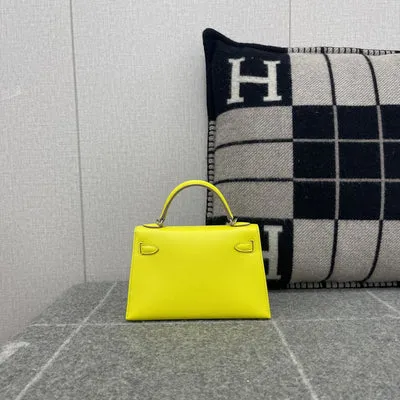 MINI KELLY II (20) EPSOM LEATHER LIME WITH PALLADIUM HARDWARE (PHW) - 2