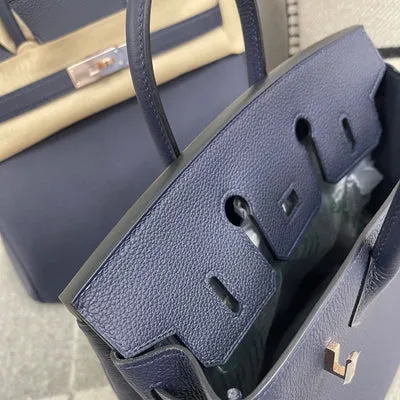 BIRKIN 25 TOGO LEATHER BLEU NUIT WITH ROSE GOLD HARDWARE (RGHW) - 4